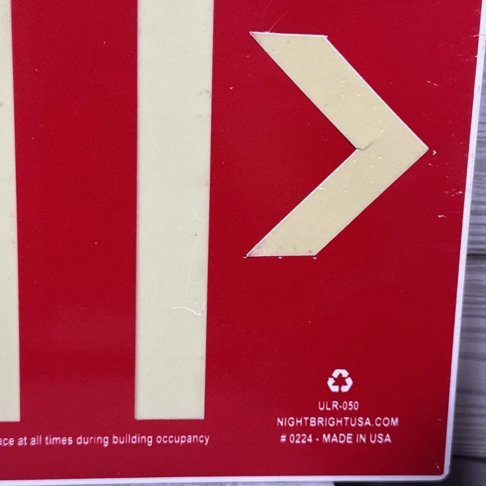 Red Photoluminescent Exit Sign - UL 924 Approved Aluminum - Part ULR-050